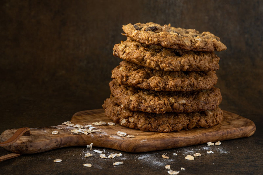 A stack of maple oatmeal cookies