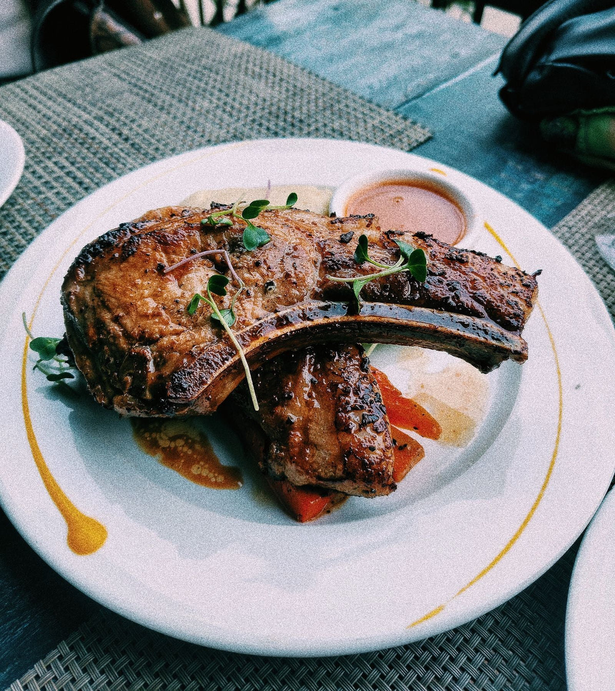Pork chop with maple mustard sauce