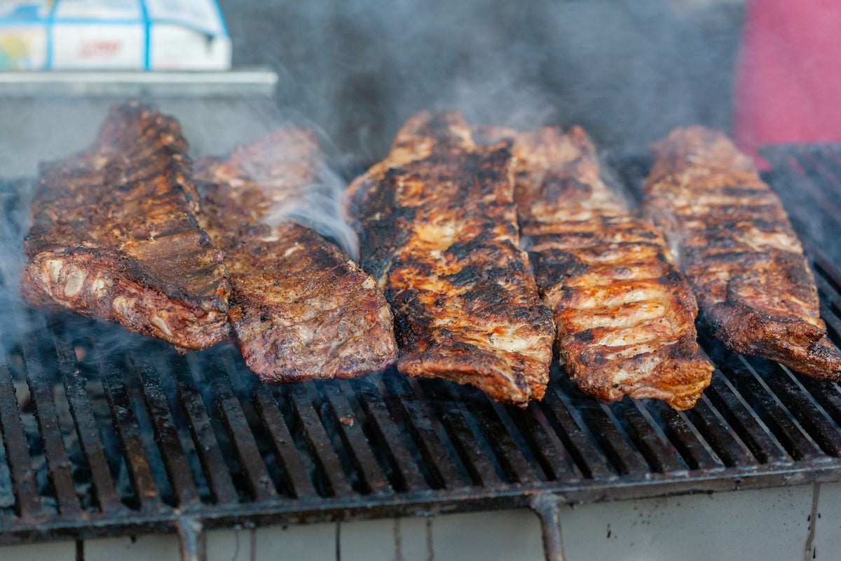 Ribs with maple sugar bark on the grill